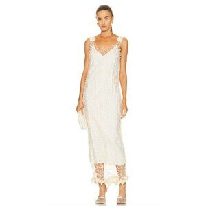 Jil Sander Pom Pom Open Stich Dress Cream Sheer Net